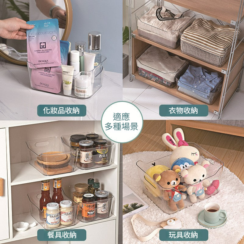 透明塑料桌面收納筐｜多用途整理箱 文具化妝品雜物收納盒 居家辦公桌面整理神器