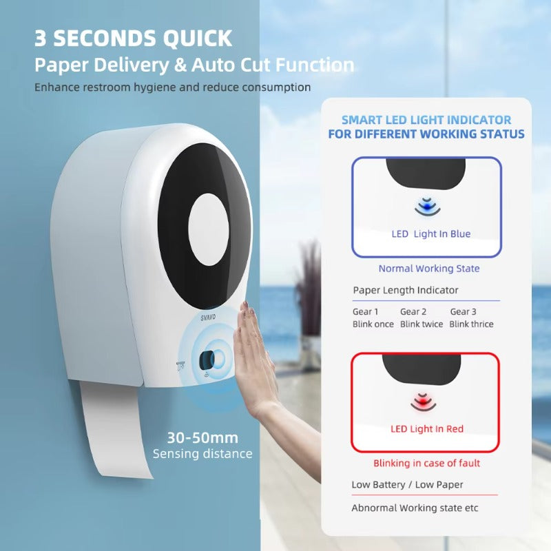 SVAVO PL - 151016 壁掛式感應自動切斷衛生紙分配器 - ABS 材質 現代風 白色