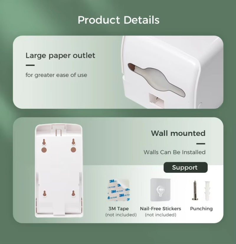 SVAVO V-940C 壁掛式卷紙盒分配器 - ABS 材質 現代款 白 / 白 + 透明棕可選（手紙 / 小卷紙兩用）