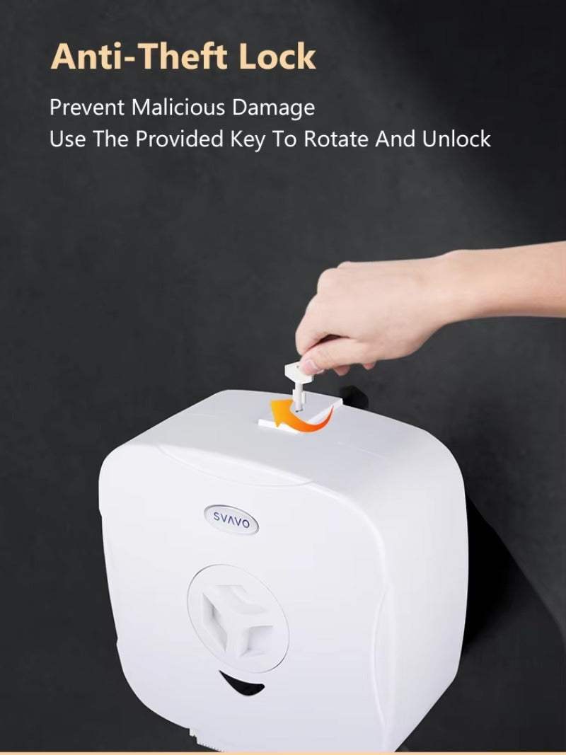 SVAVO V-610-1 商用浴室大卷紙架 - 壁掛式 現代款 白 / 白 + 藍兩色可選