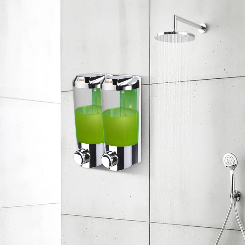 SVAVO V-9122 雙格手動皂液器 - 2x400ml 壁掛式 適用肥皂及消毒凝膠