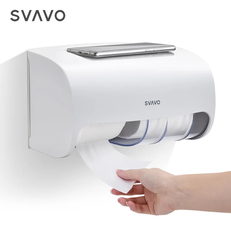 SVAVO PL - 151067 壁掛式雙卷紙巾架 - ABS 塑料 現代簡約風 多色可選