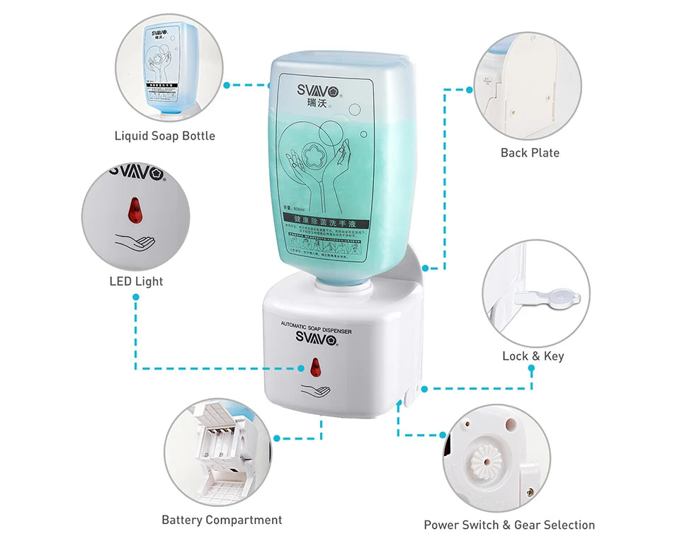 SVAVO V-450 自動感應皂液器 - 750ml 大容量廚房專用