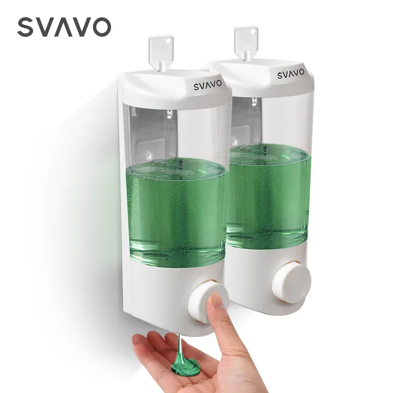 SVAVO V-9122 雙格手動皂液器 - 2x400ml 壁掛式 適用肥皂及消毒凝膠