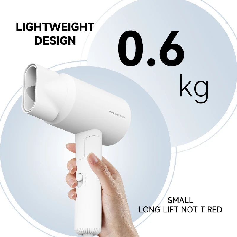 FaLin FL-1302 折疊式負離子吹風機 - 1600W 3 檔調速 雙回網雙風嘴 黑 / 白 / 灰三色（旅行適用）