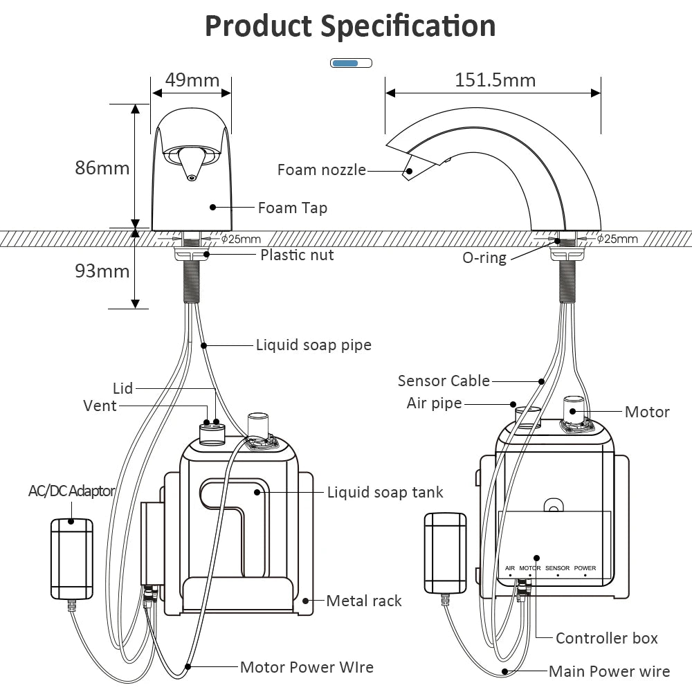 SVAVO V-SEN3010 自動泡沫皂液器 - 水龍頭式 2000ml 大容量