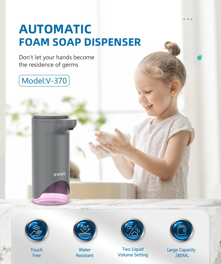 SVAVO V-370 自動泡沫皂液器 - 280ml 免接觸式 黑白兩色可選
