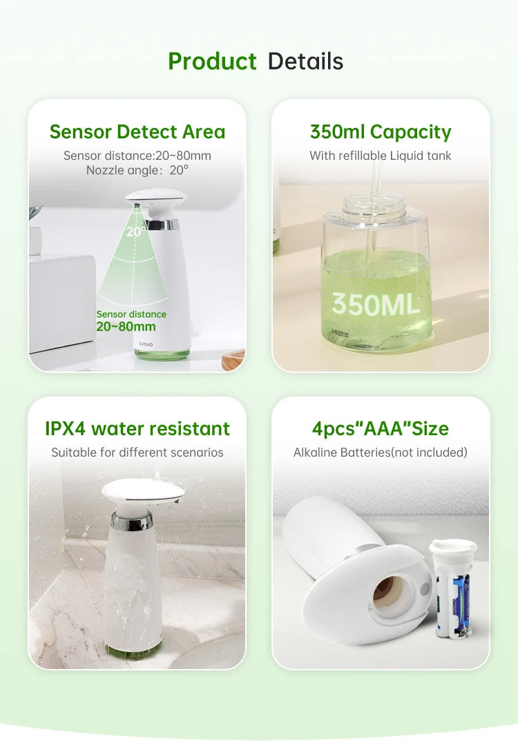 SVAVO V - 473 自動感應皂液器 - 350ml 免接觸式黑白兩色選