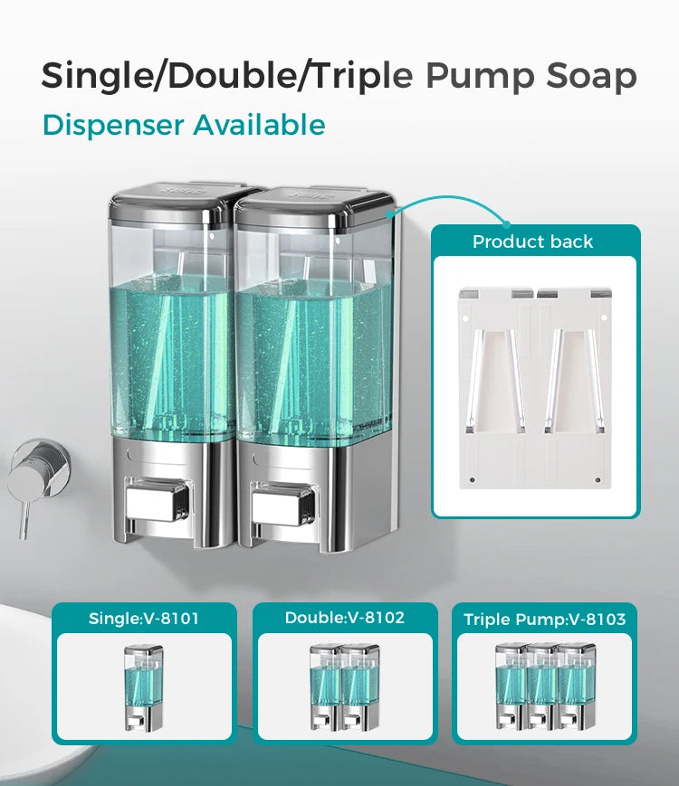 SVAVO V-8102 雙頭手動皂液器 - 500ml*2 壁掛式