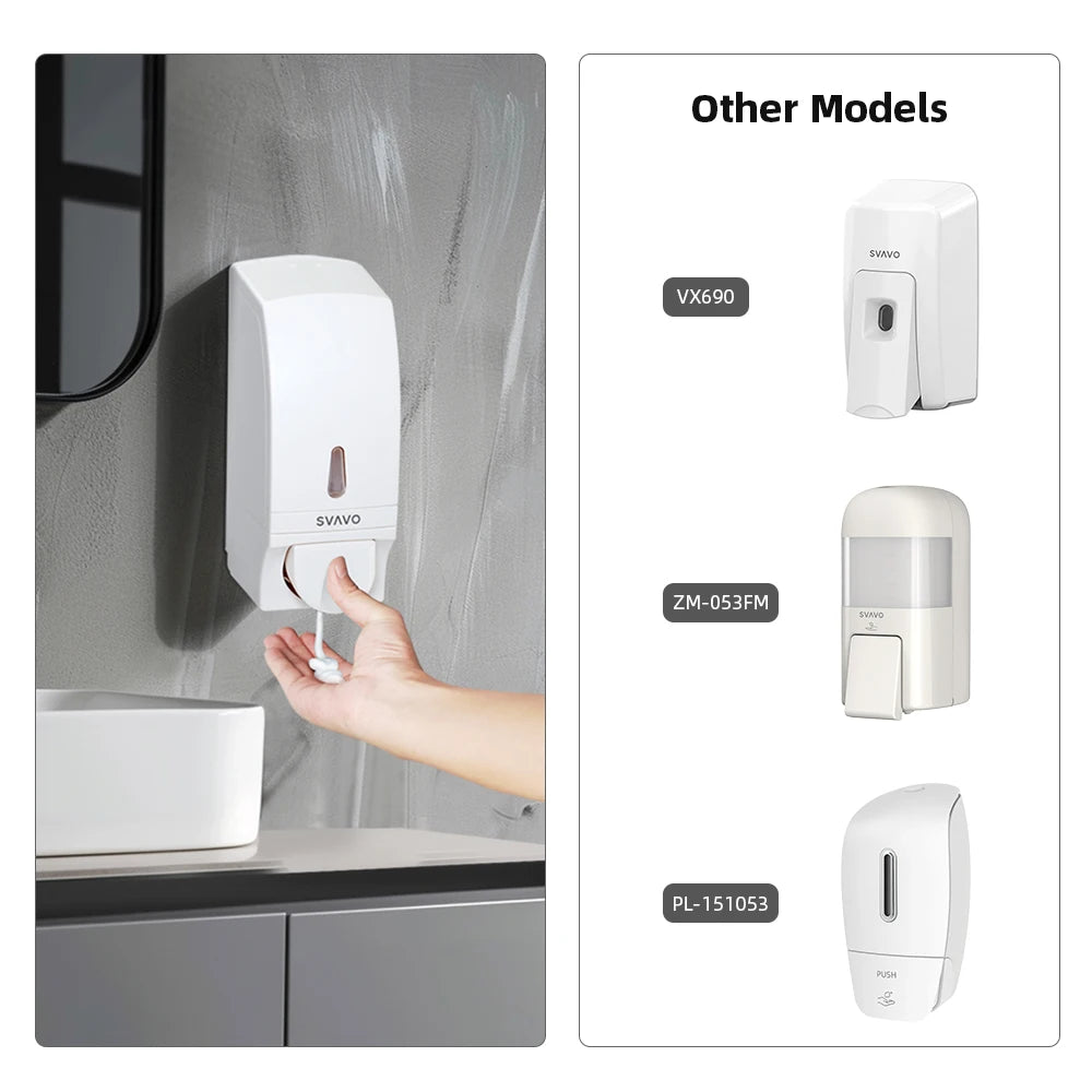 SVAVO V-830 手動泡沫皂液器 - 700ml 壁掛式 多場所適用