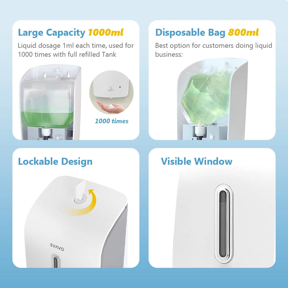 SVAVO PL-151056 自動泡沫皂液器 - 1000ml 大容量 可補充瓶設計