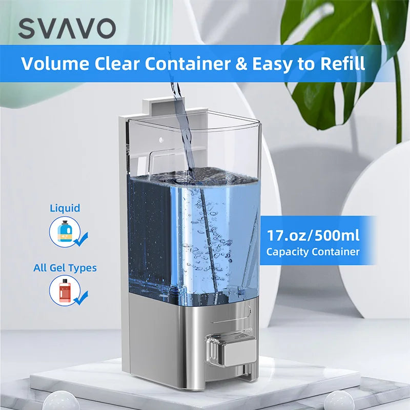 SVAVO V-8102 雙頭手動皂液器 - 500ml*2 壁掛式