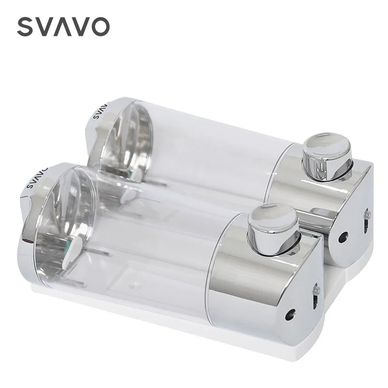 SVAVO V-9122 雙格手動皂液器 - 2x400ml 壁掛式 適用肥皂及消毒凝膠
