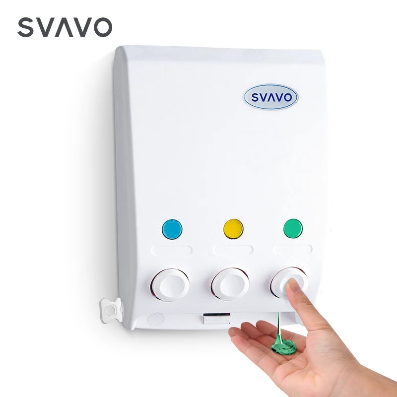 SVAVO V-103 三格觸控式液體皂液器 - 3×400ml 壁掛式 白色 ABS 材質