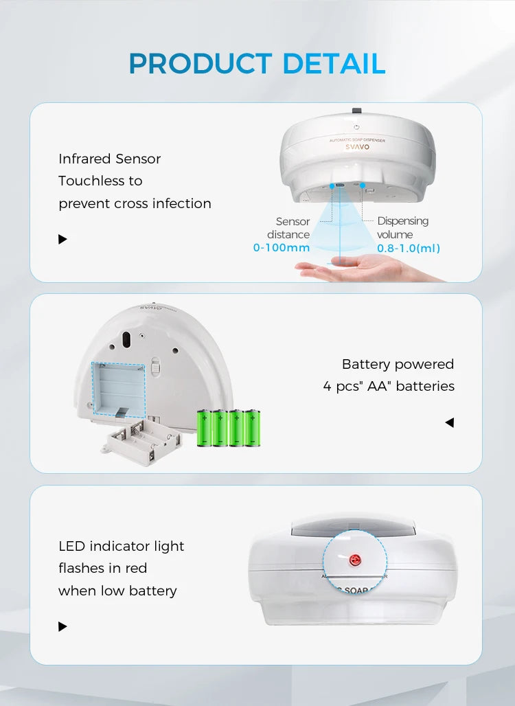 SVAVO V-120 自動皂液器 - 600ml 白色壁掛式