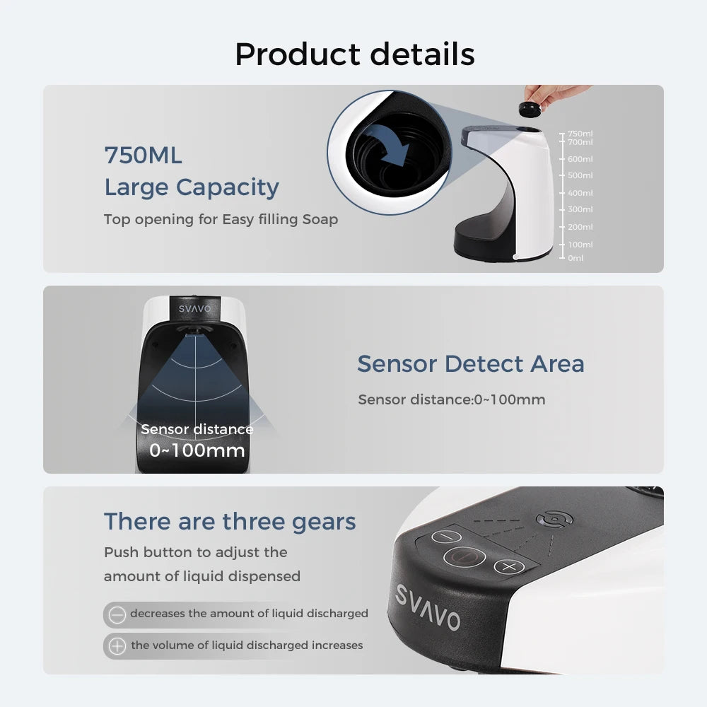 SVAVO ZM - 046FM 自動泡沫皂液器 - 800ml 時尚現代款