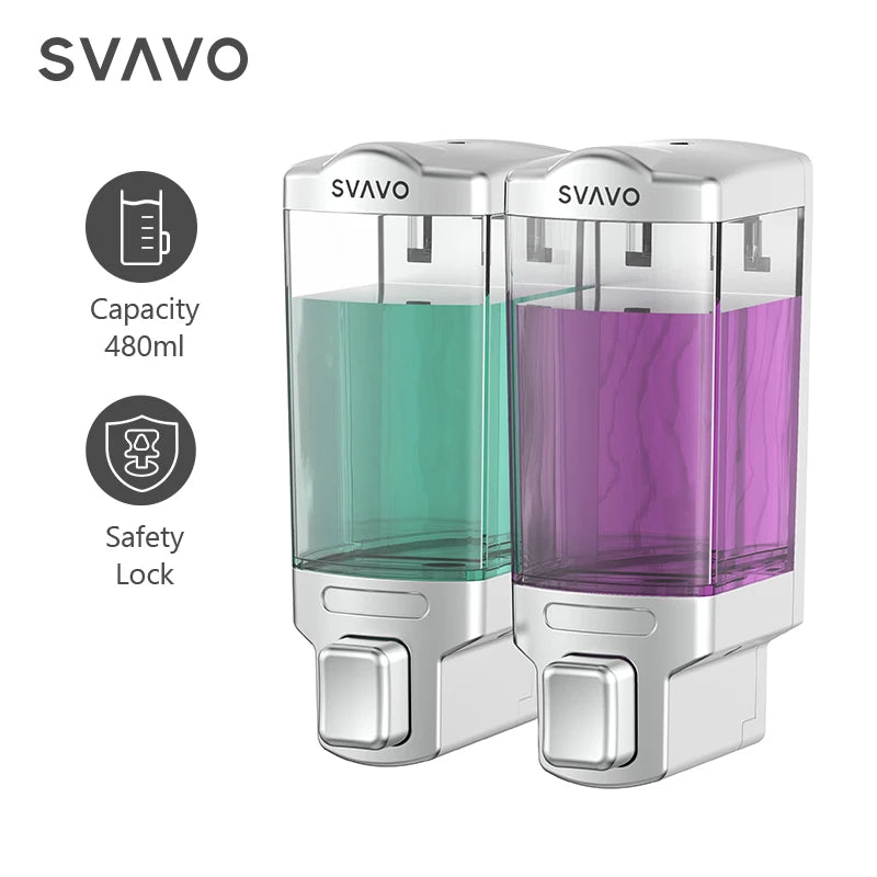 Svavo V-8121 雙頭泡沫皂液器 - 批發浴室手動按壓式洗手乳分配器