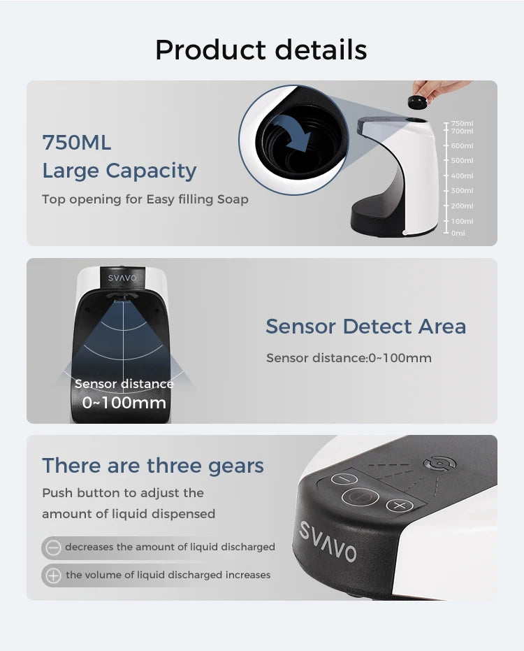 SVAVO ZM - 046FM 自動泡沫皂液器 - 800ml 時尚現代款