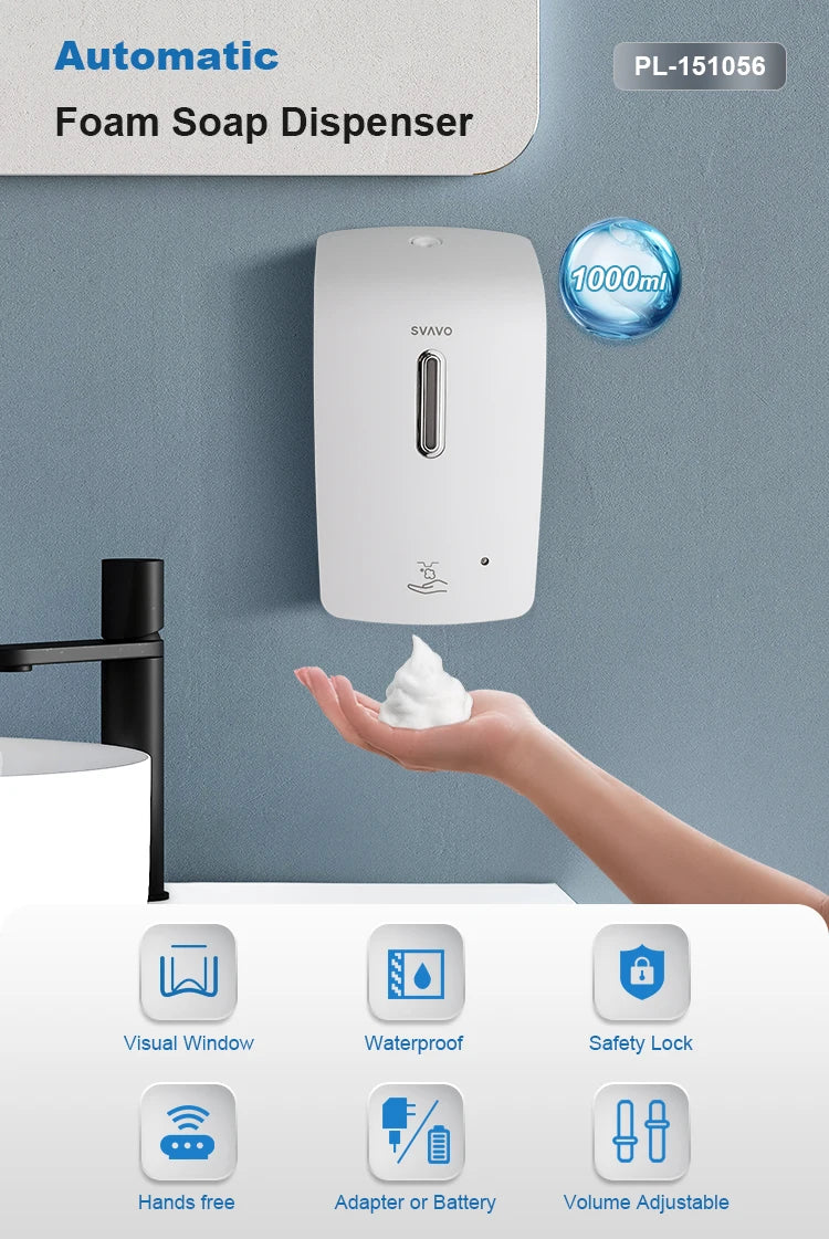 SVAVO PL-151056 自動泡沫皂液器 - 1000ml 大容量 可補充瓶設計