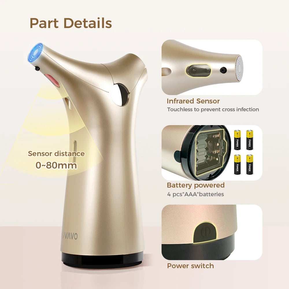 Svavo V - 476 紅外線自動感應皂液器 - 200ml 臺置式 白 / 銀 / 鎳三色可選