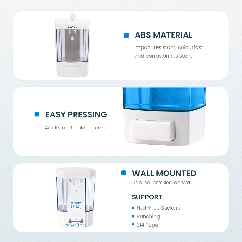 SVAVO V-7101 浴室掛式皁液器 - 700ml 可補充式