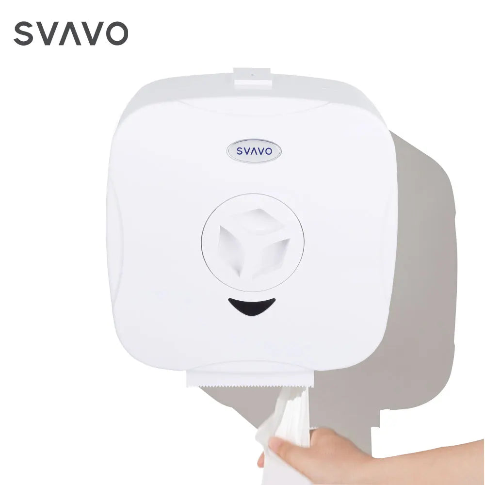 SVAVO V-610-1 商用浴室大卷紙架 - 壁掛式 現代款 白 / 白 + 藍兩色可選