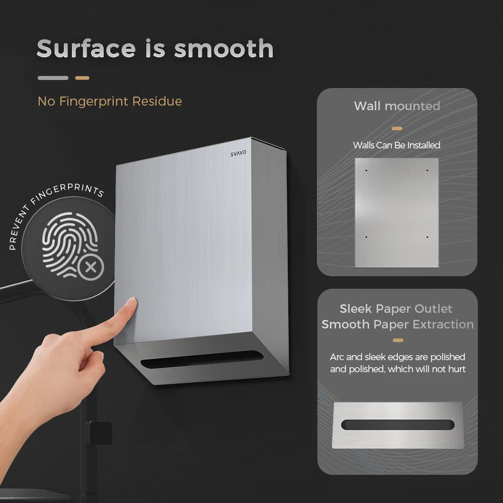 SVAVO SSS-TD060 壁掛式商用不銹鋼紙巾架 - 現代豪華風