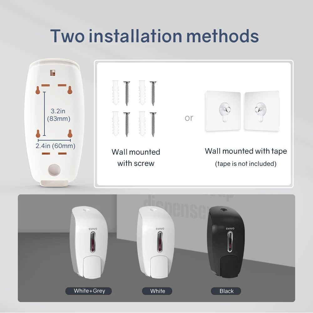 SVAVO PL-151051 手動液體泡沫皂液器 - 800ml 壁挂式 白 / 白 + 灰 / 黑三色可選