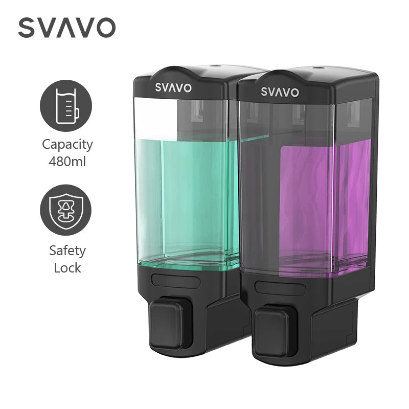 Svavo V-8121 雙頭泡沫皂液器 - 批發浴室手動按壓式洗手乳分配器