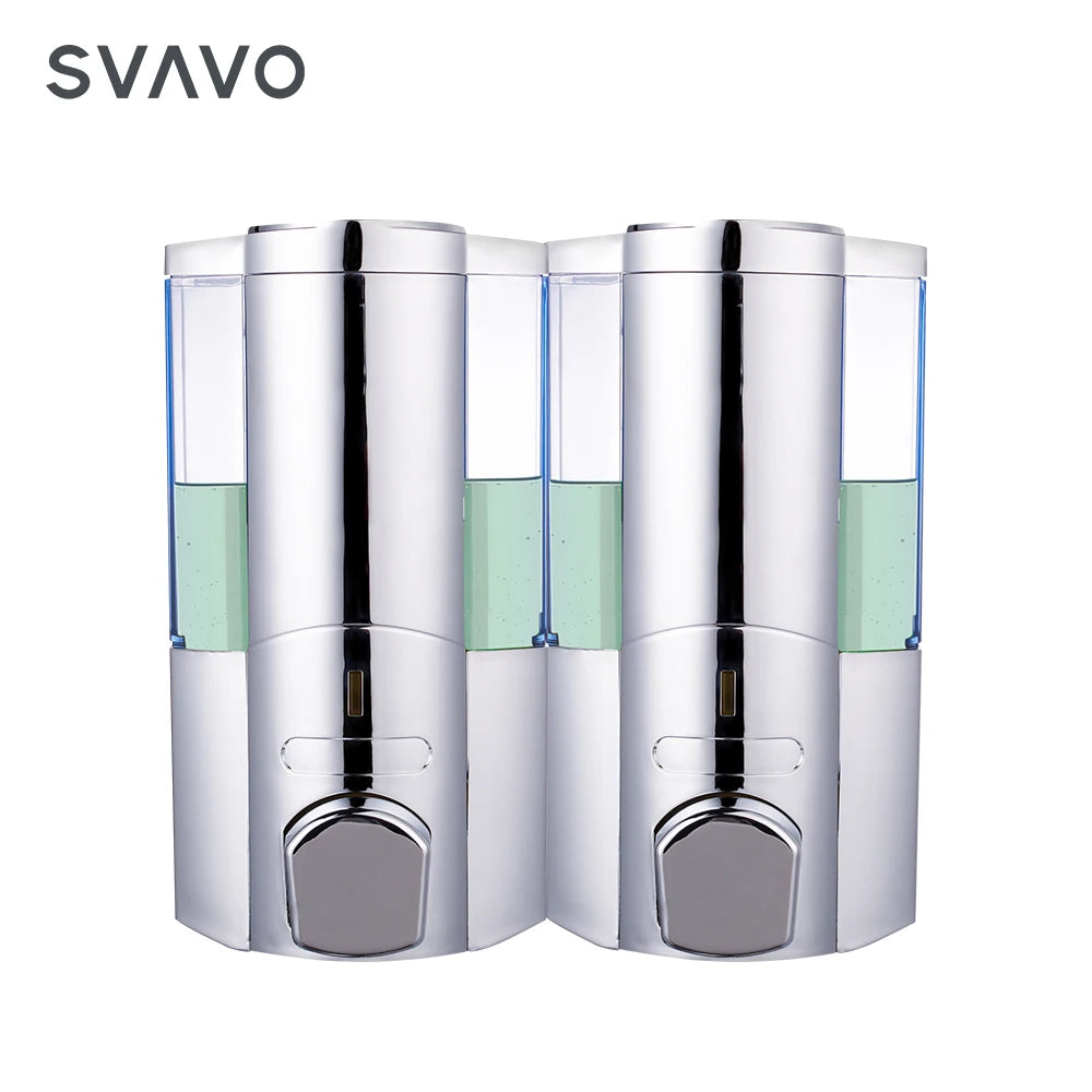 SVAVO V-5102 雙格手動皂液器 - 2×350ml 壁掛式 酒店專用 白 / 鉻色可選