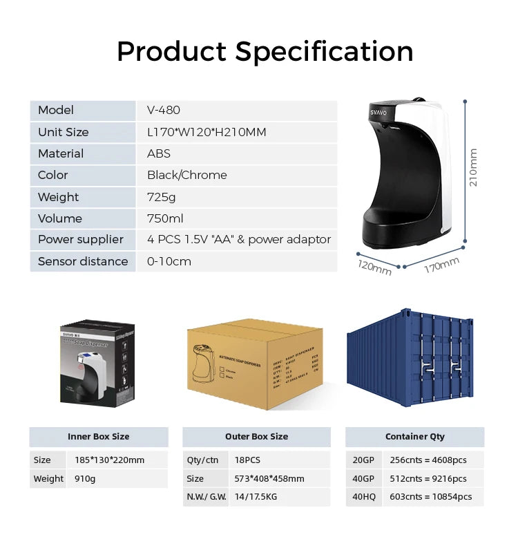 SVAVO ZM - 046FM 自動泡沫皂液器 - 800ml 時尚現代款