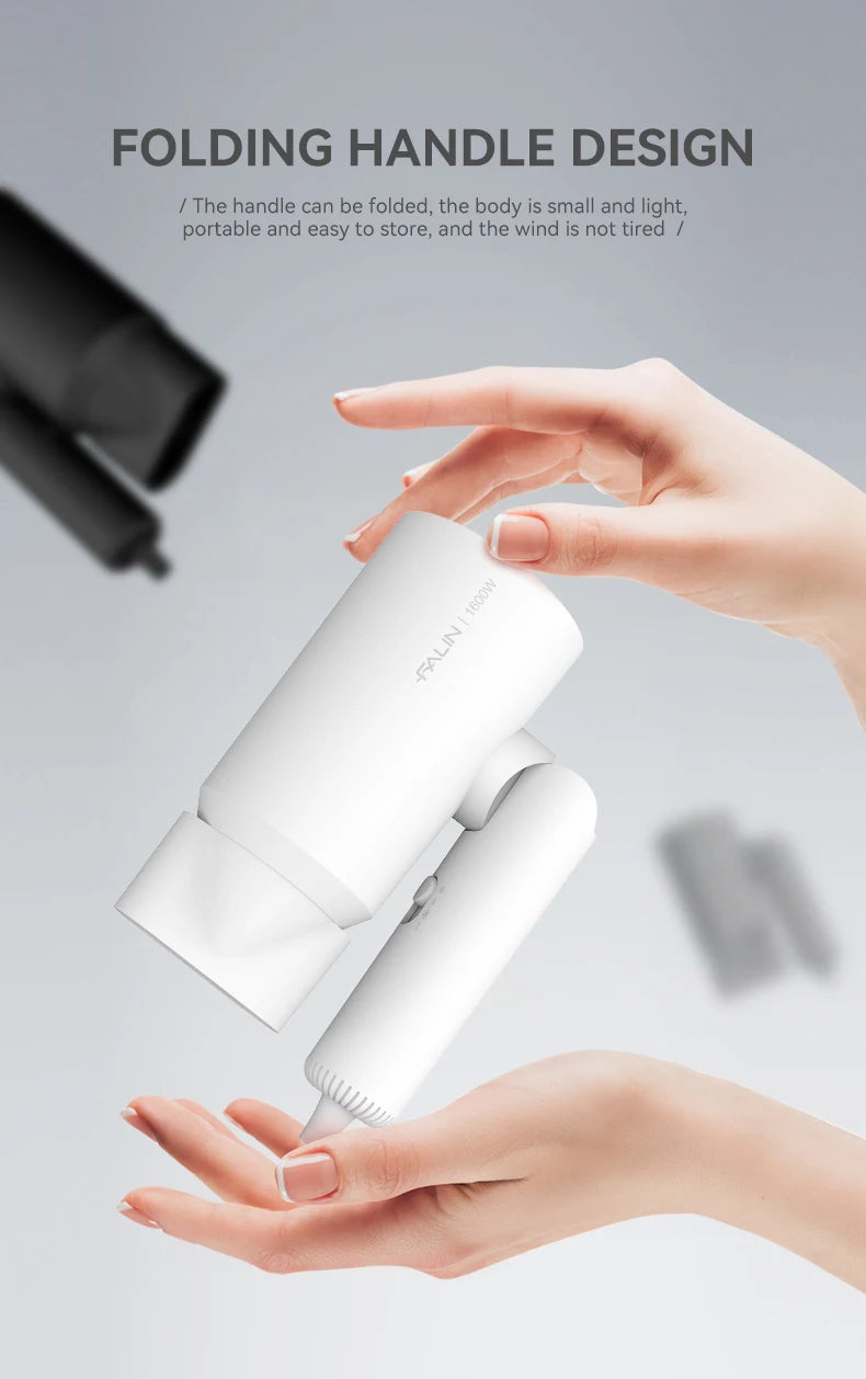 FaLin FL-1302 折疊式負離子吹風機 - 1600W 3 檔調速 雙回網雙風嘴 黑 / 白 / 灰三色（旅行適用）