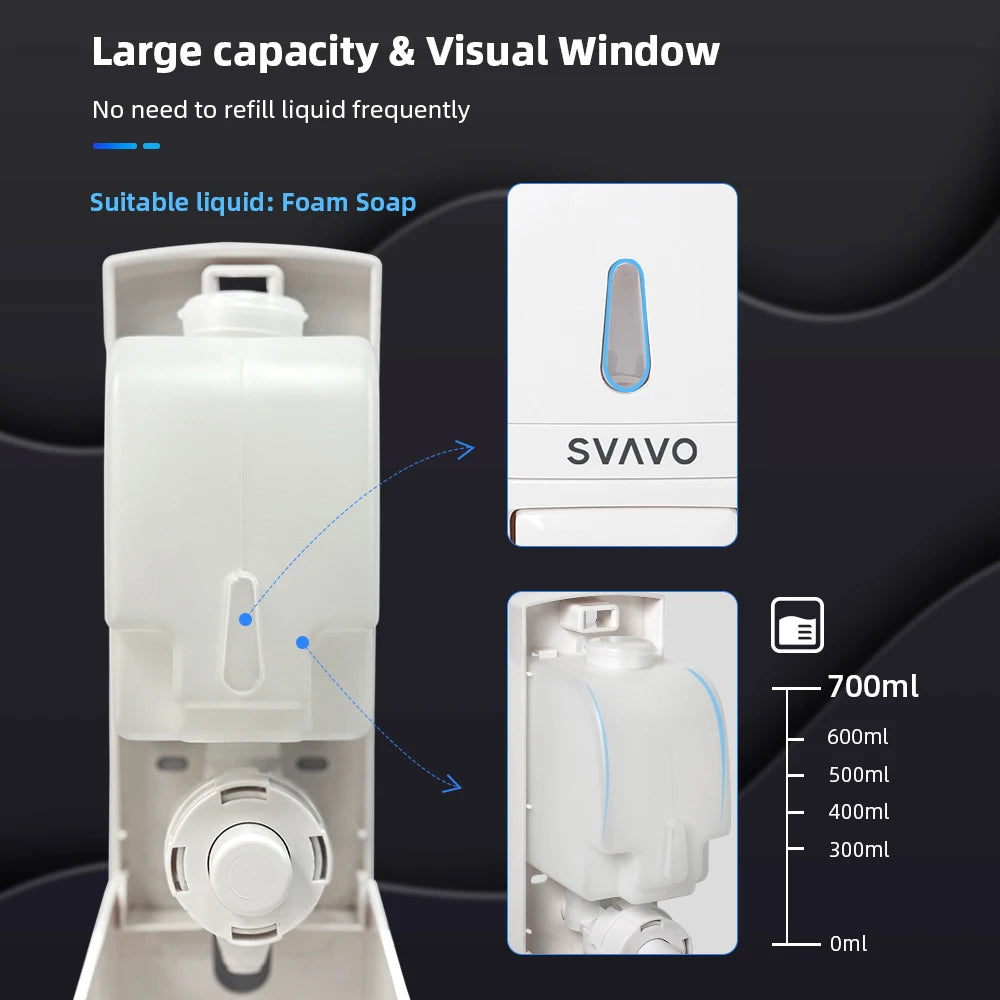 SVAVO V-830 手動泡沫皂液器 - 700ml 壁掛式 多場所適用