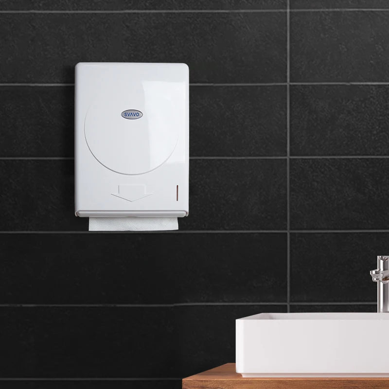 SVAVO V-630 壁掛式擦手紙分配器 - Z 型摺紙專用 現代款 白 / 透明棕可選