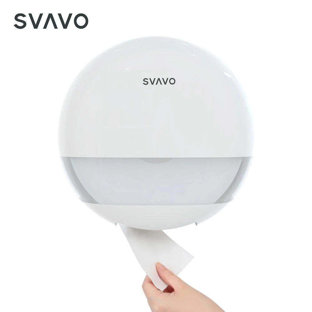 SVAVO ZM-065 壁掛式商用浴室大卷衛生紙架 - ABS 材質 現代簡約款 白 + 透明 / 透明棕可選