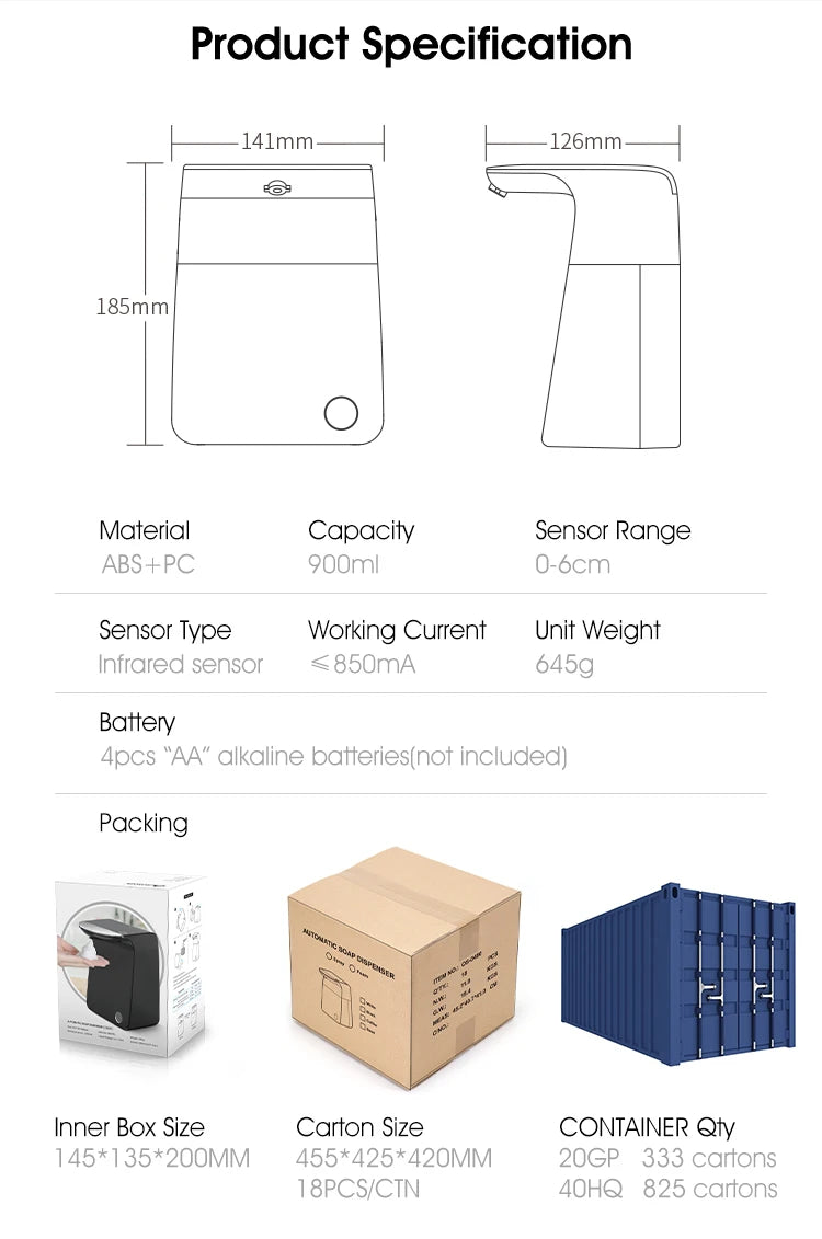 SVAVO OS - 0480 自動泡沫皂液器 - 950ml 時尚款