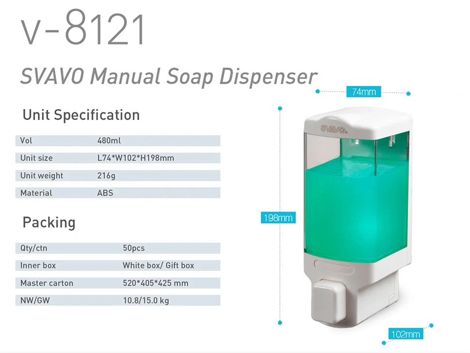 SVAVO V-8123 三格手動皂液器 - 3×480ml 可補充 白 / 鉻 / 客製化色 批發款