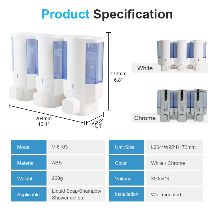 SVAVO V-6103 三頭皂液器 - 洗髮精沐浴乳分配器