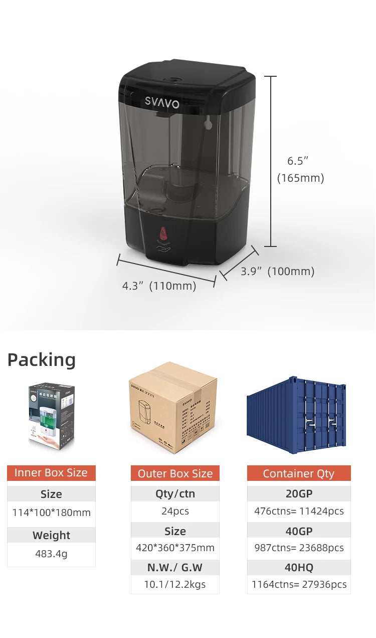 SVAVO V-410 自動液體皂液器 - 600ml 壁掛式現代款