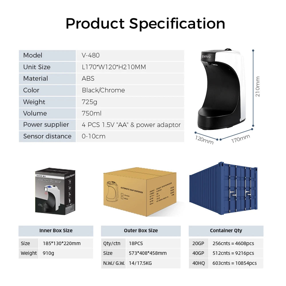 SVAVO ZM - 046FM 自動泡沫皂液器 - 800ml 時尚現代款