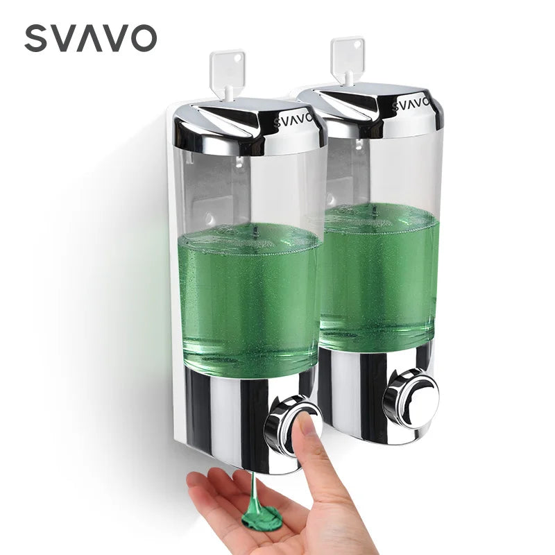SVAVO V-9122 雙格手動皂液器 - 2x400ml 壁掛式 適用肥皂及消毒凝膠