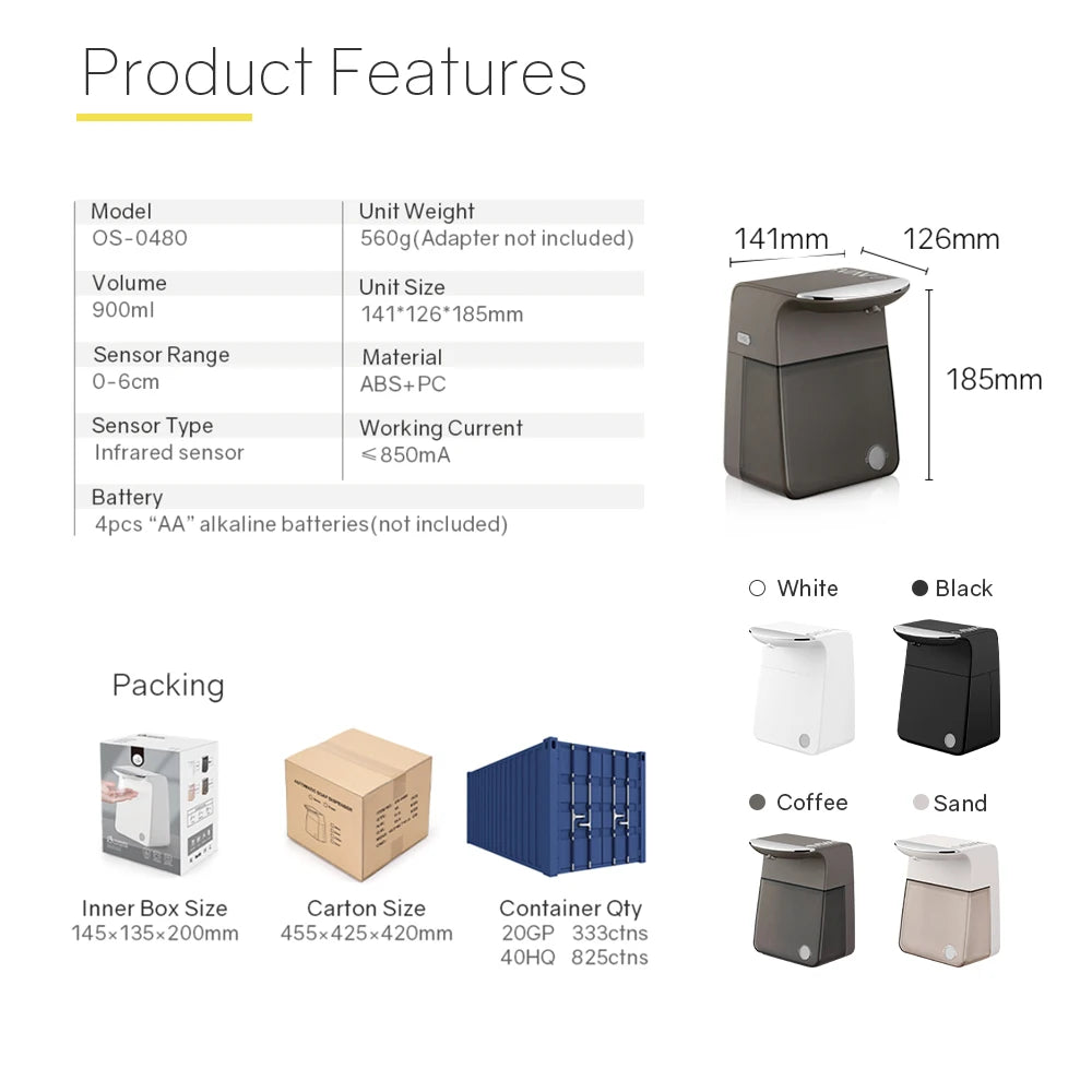 SVAVO OS - 0480 自動泡沫皂液器 - 950ml 時尚款