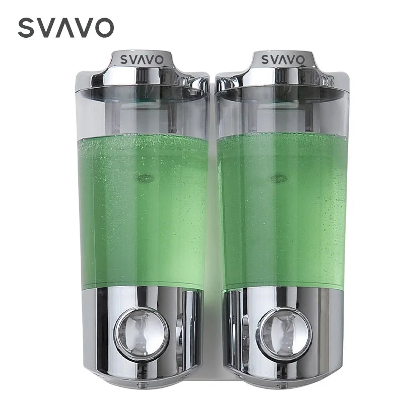 SVAVO V-9122 雙格手動皂液器 - 2x400ml 壁掛式 適用肥皂及消毒凝膠