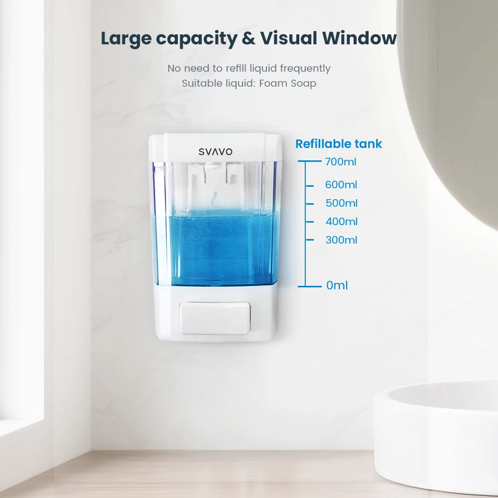 SVAVO V-7101 浴室掛式皁液器 - 700ml 可補充式