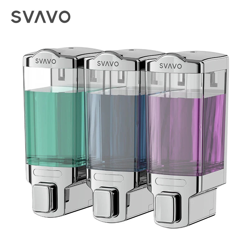 SVAVO V-8123 三格手動皂液器 - 3×480ml 可補充 白 / 鉻 / 客製化色 批發款