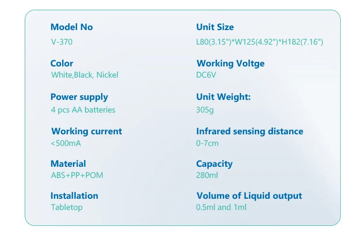 SVAVO V-370 自動泡沫皂液器 - 280ml 免接觸式 黑白兩色可選