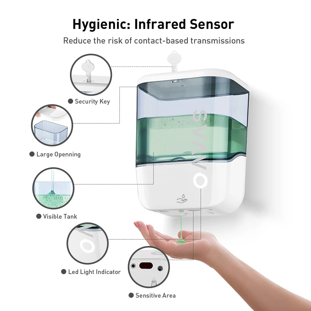 SVAVO OS - 0410 自動泡沫皂液器 - 1000ml 免打孔壁掛式 白 / 黑 / 鉻色可選
