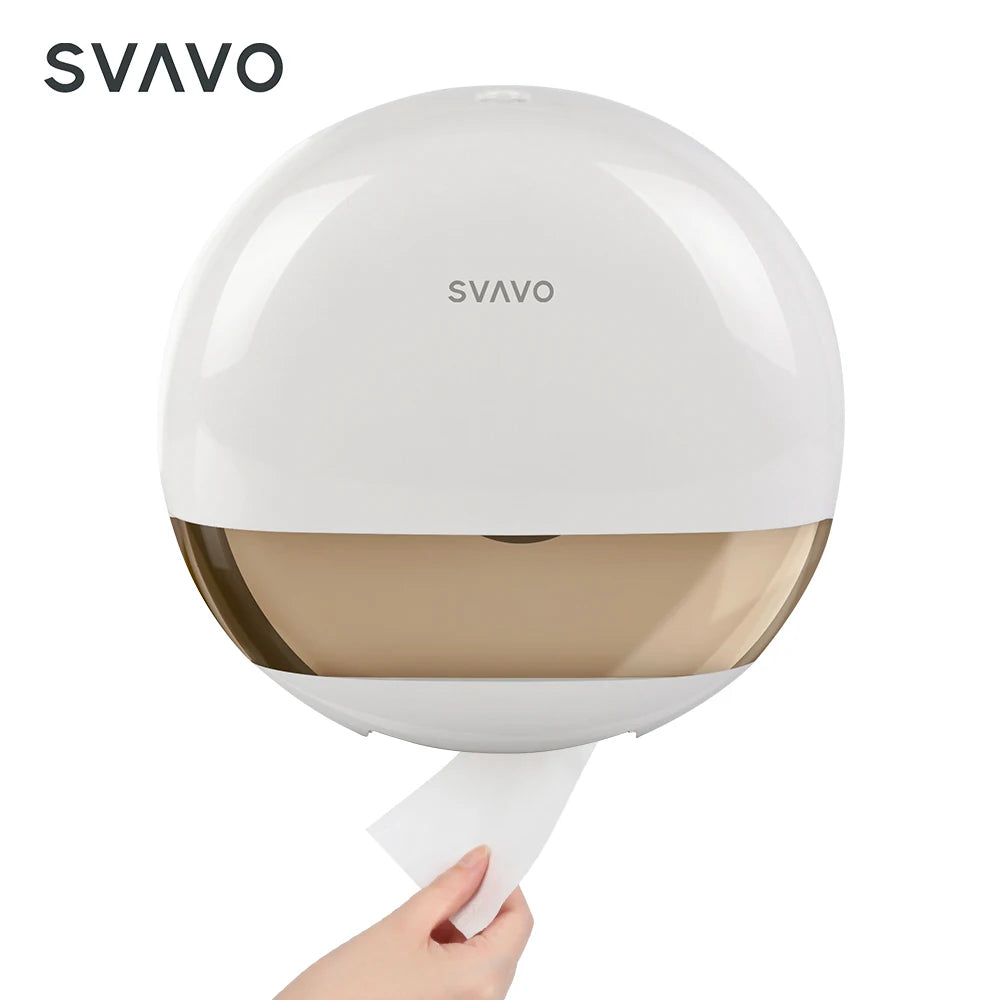 SVAVO ZM-065 壁掛式商用浴室大卷衛生紙架 - ABS 材質 現代簡約款 白 + 透明 / 透明棕可選