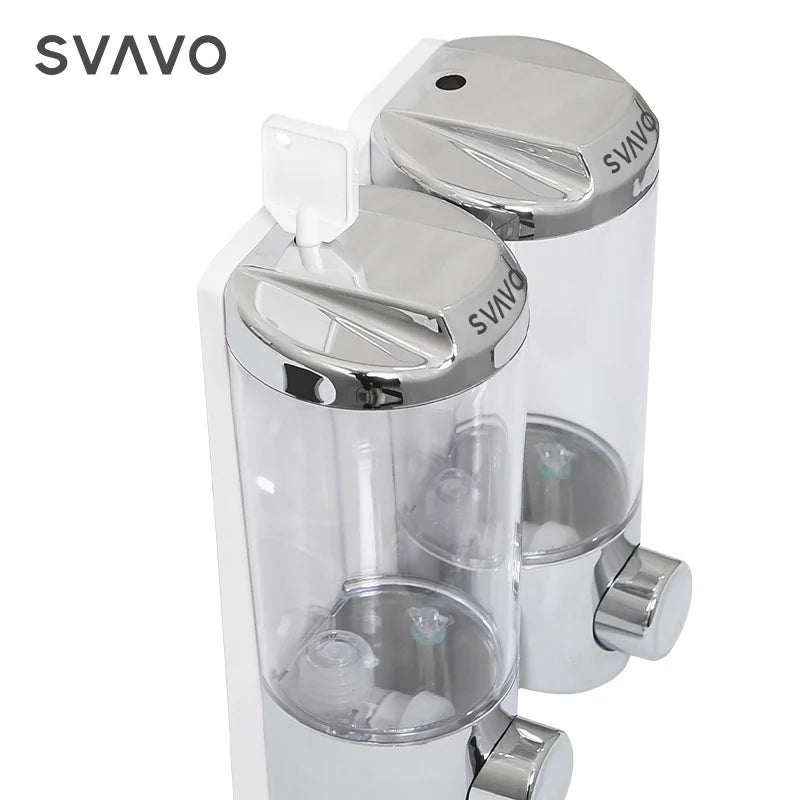 SVAVO V-9122 雙格手動皂液器 - 2x400ml 壁掛式 適用肥皂及消毒凝膠