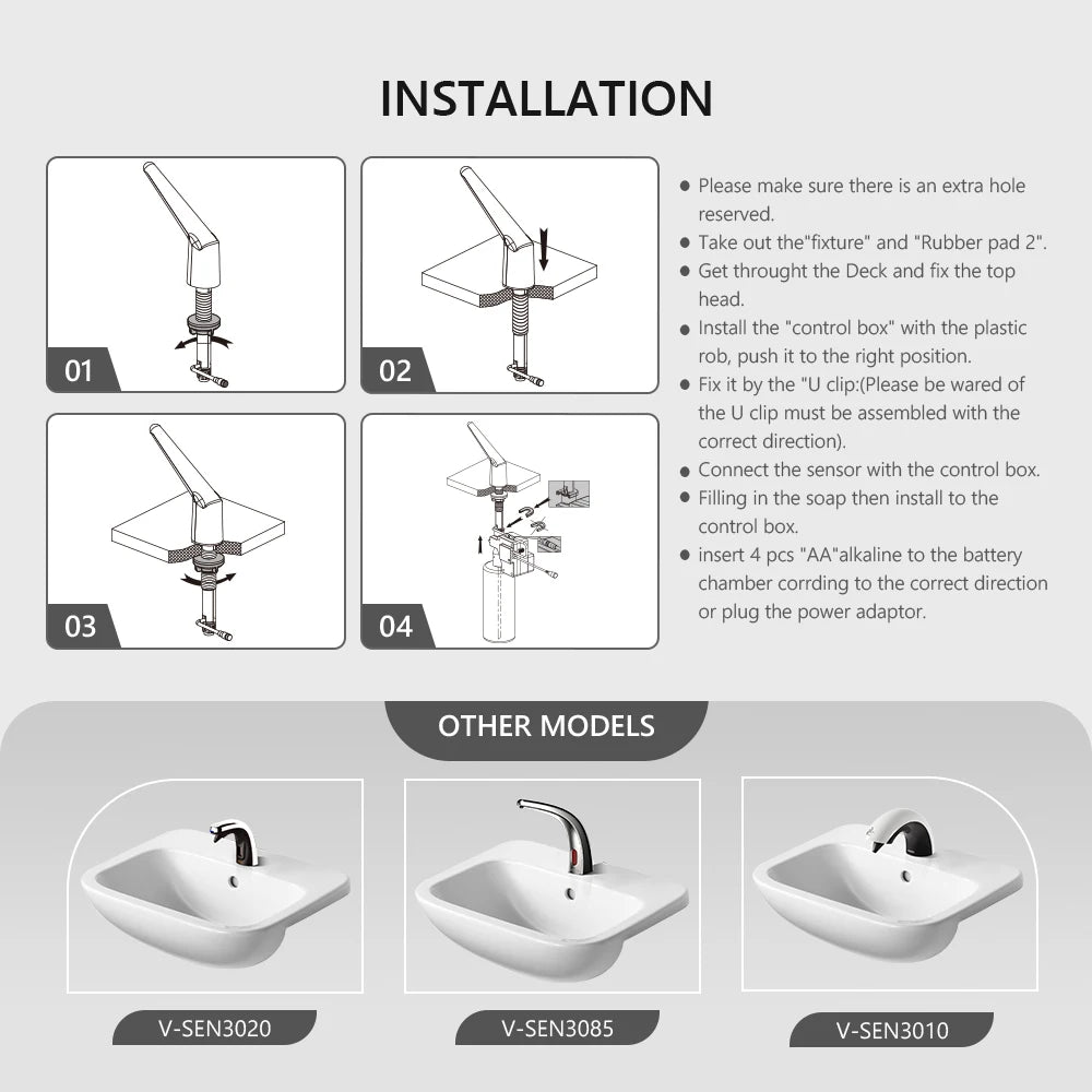 SVAVO V-SEN3075 自動水龍頭皂液器 - 1000ml 鋅合金鉻色款